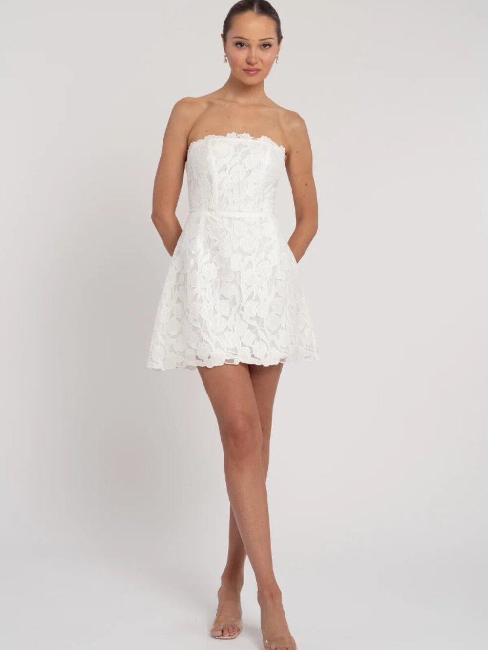 Jenny Yoo Amanda White Strapless Mini Dress